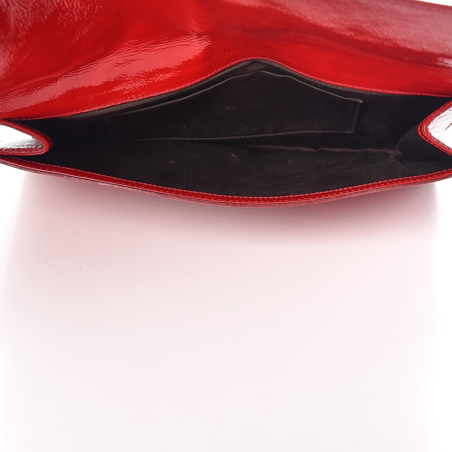 Saint Laurent Textured Patent Monogram Large Belle De Jour Clutch Red 5 of 7