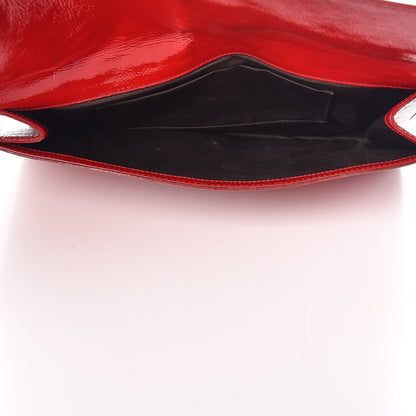 Saint Laurent Textured Patent Monogram Large Belle De Jour Clutch Red 5 of 7