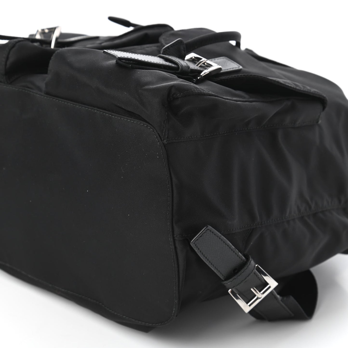 Tessuto Nylon Vela Saffiano Large Backpack Black