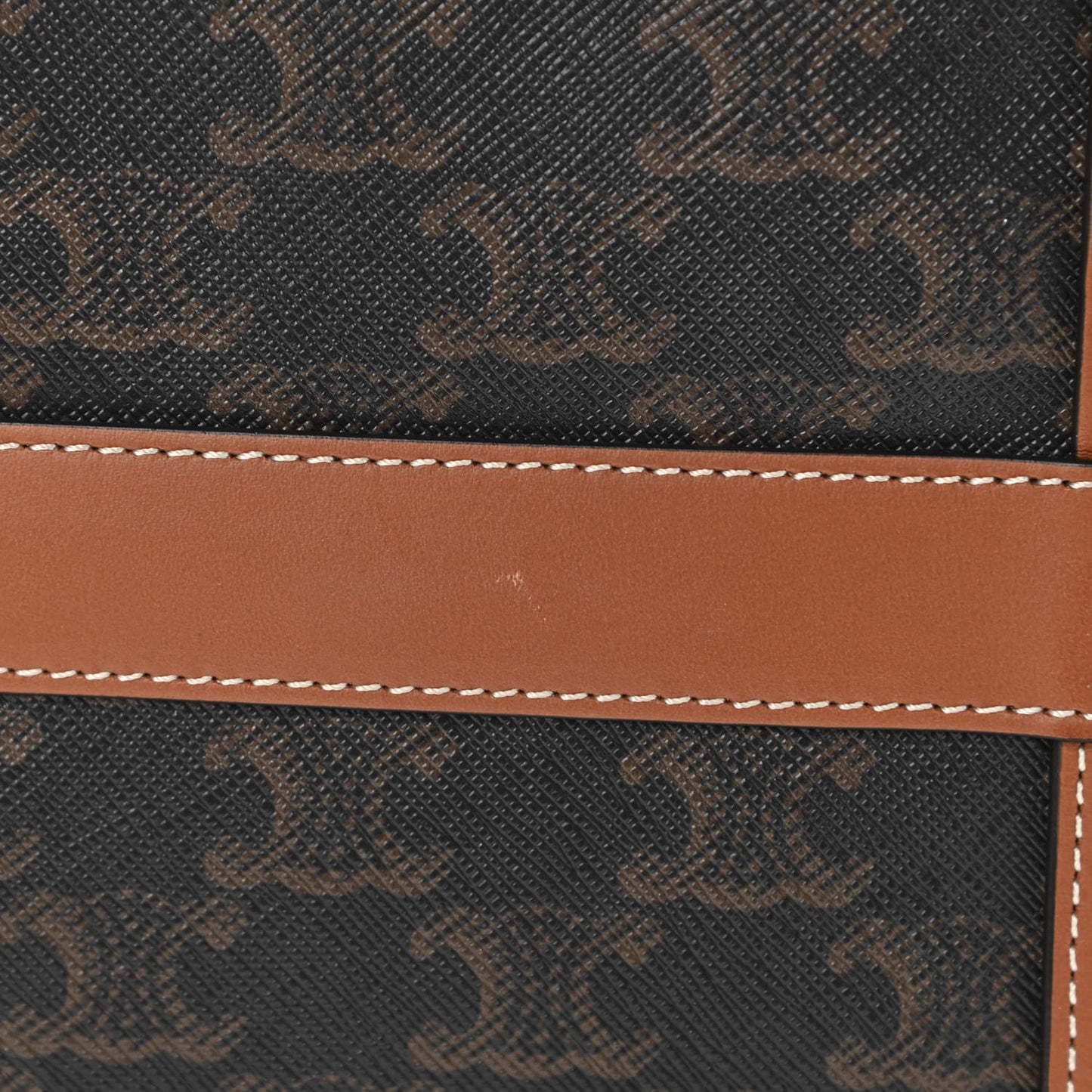 Triomphe Canvas Calfskin Boston Bag Tan