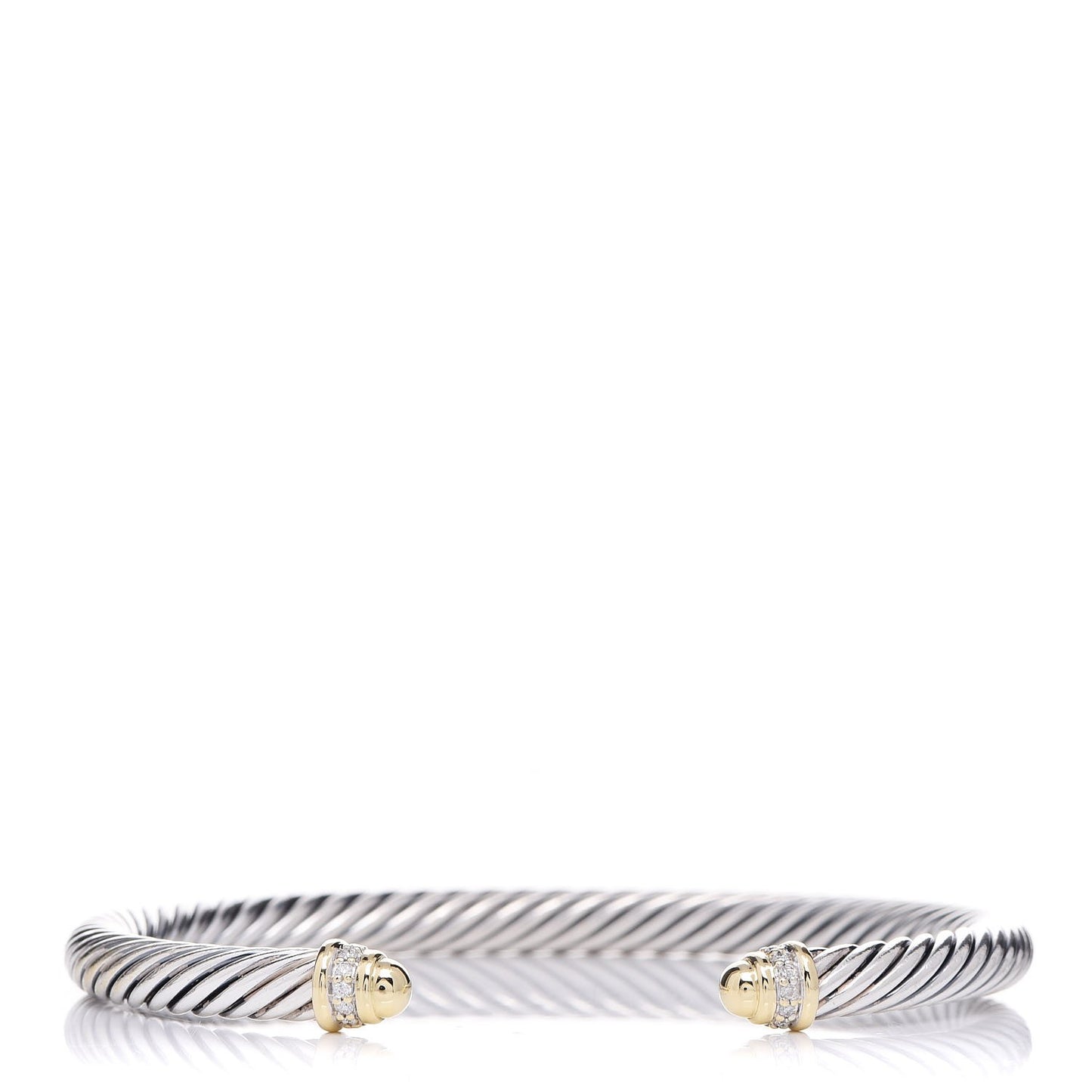 Sterling Silver 18K Yellow Gold Diamond 5mm Cable Classics Bracelet