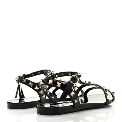 Valentino Garavani PVC Jelly Rockstud Caged Sandals 36 Black 4 of 7