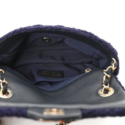 Chanel Cable Knit Mini Paris-Hamburg Flap Navy Blue 5 of 10