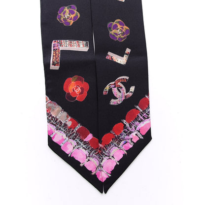 Chanel Silk Bandeau Scarf Black Multicolor 2 of 4