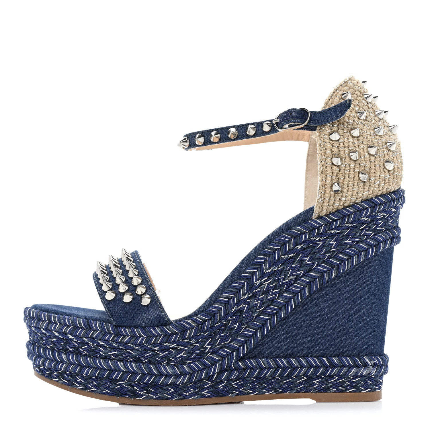 Christian Louboutin Denim Madmonica 120 Wedge Sandals 39 Blue 1 of 9