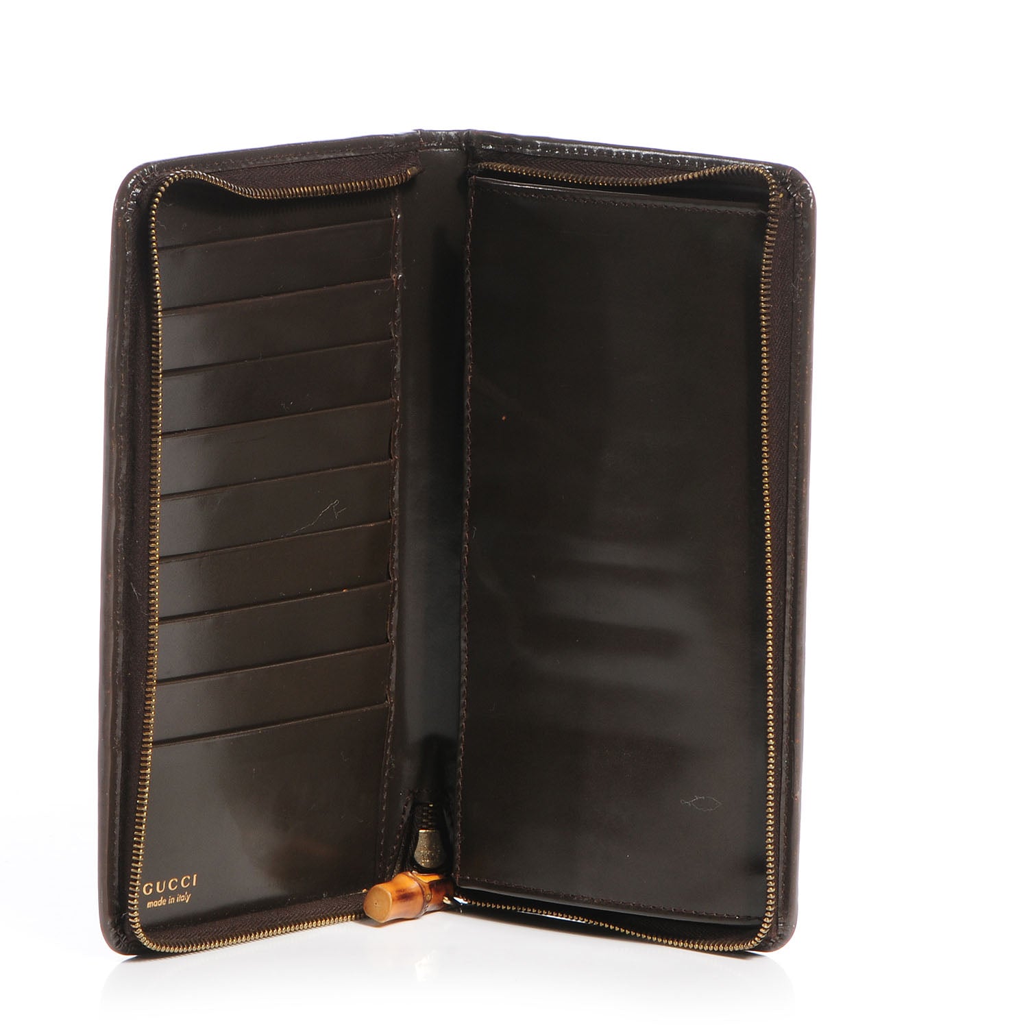 Gucci Leather Zip Around Bamboo Wallet Brown 12 of 14