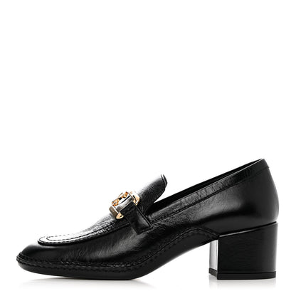 Chanel Shiny Calfskin Metal CC Loafers 37 Black 1 of 9