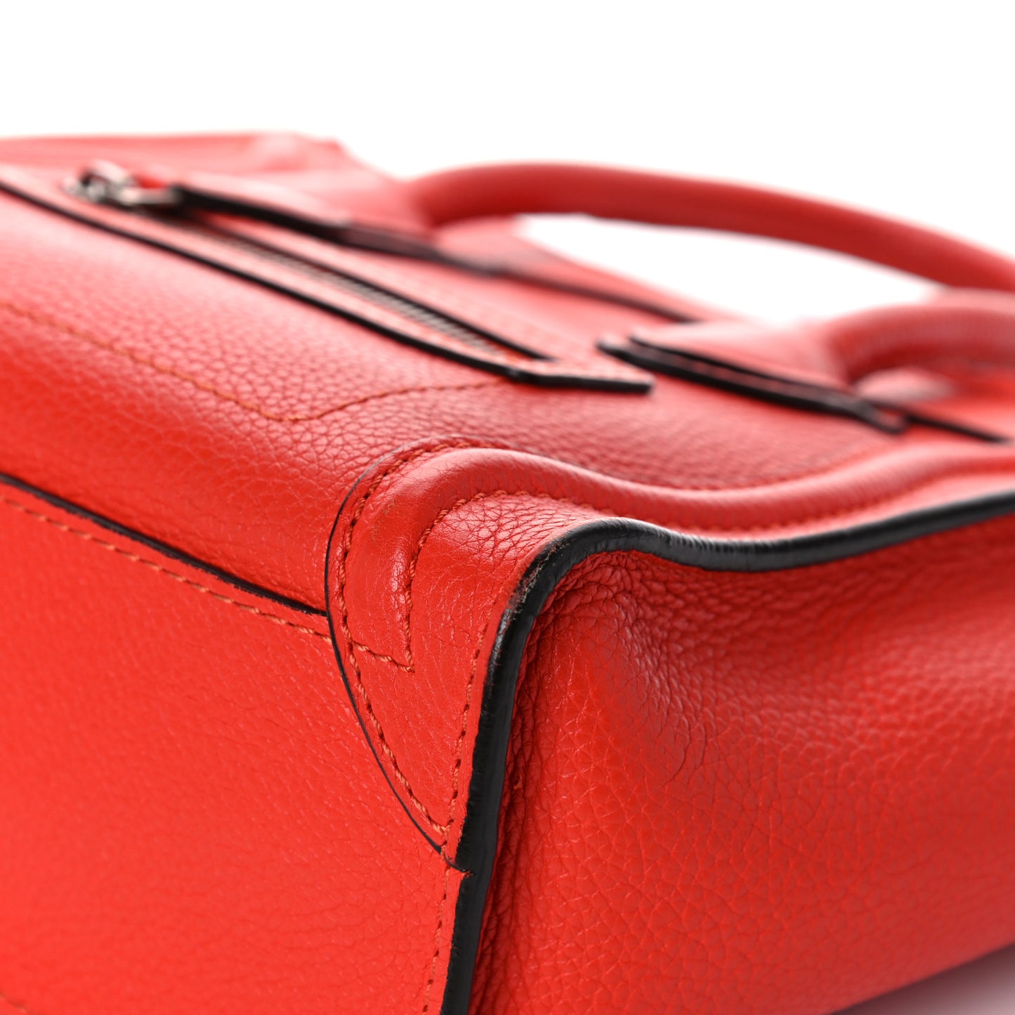 Drummed Calfskin Nano Luggage Vermillion