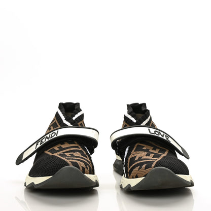 Fendi Stretch Yarn FF Stiff Band Rockoko Sneakers 37.5 Black White Tobacco 2 of 9