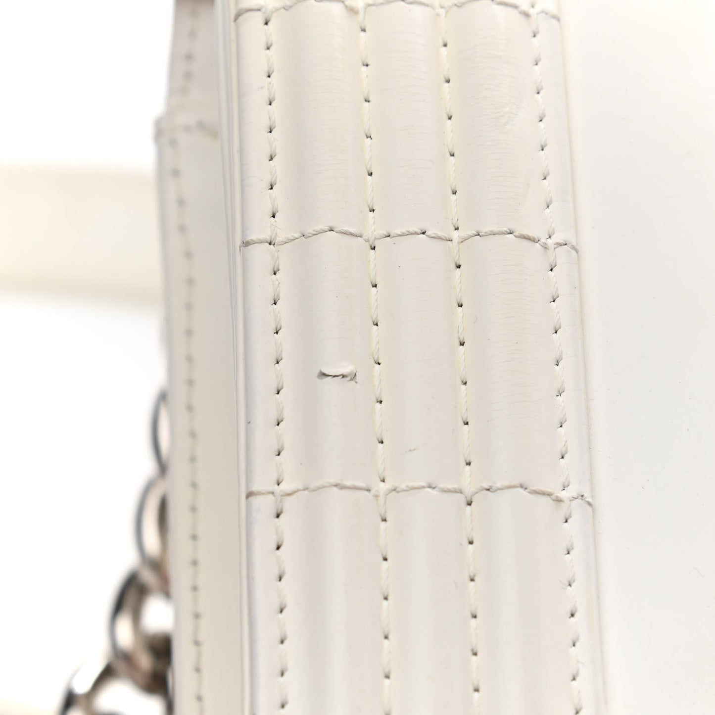 Glazed Calfskin Medium Boy Flap White