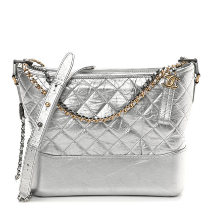 Chanel Metallic Lambskin Calfskin Quilted Medium Gabrielle Hobo Silver 1 of 13