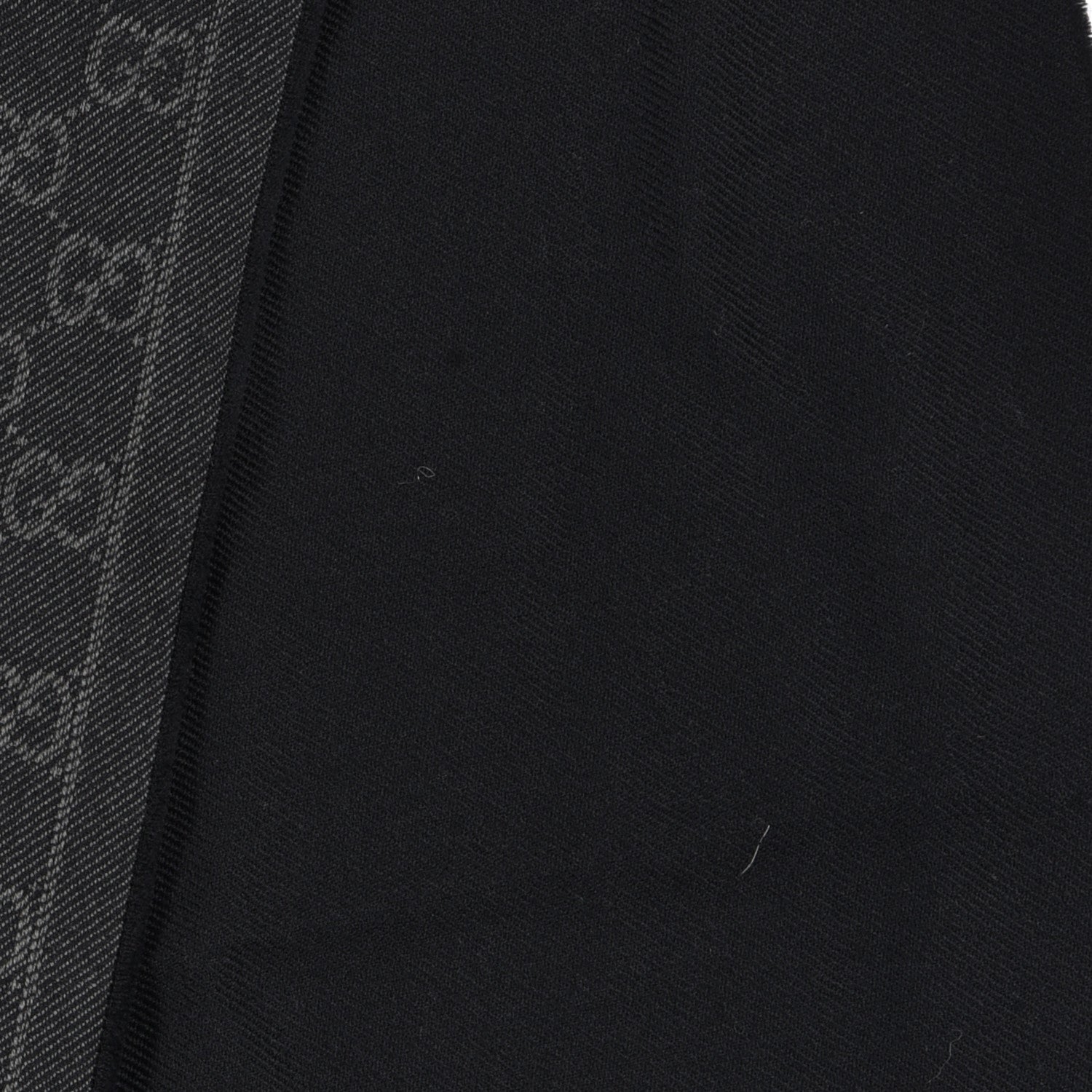 Gucci Wool GG Monogram Arliss Fringe Scarf Anthracite Black 3 of 4