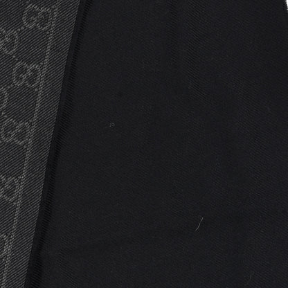 Gucci Wool GG Monogram Arliss Fringe Scarf Anthracite Black 3 of 4