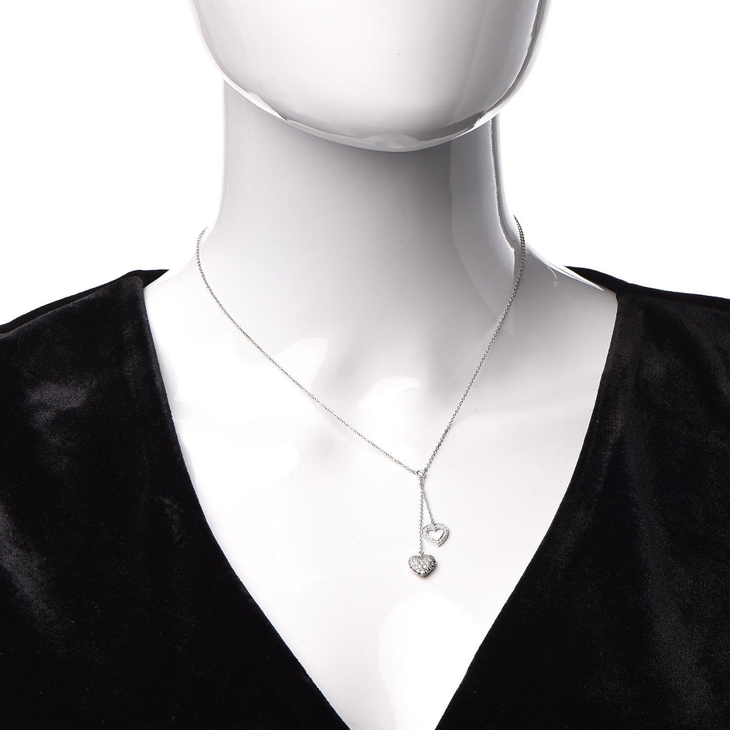 Platinum Diamonds Heart Lariat Necklace