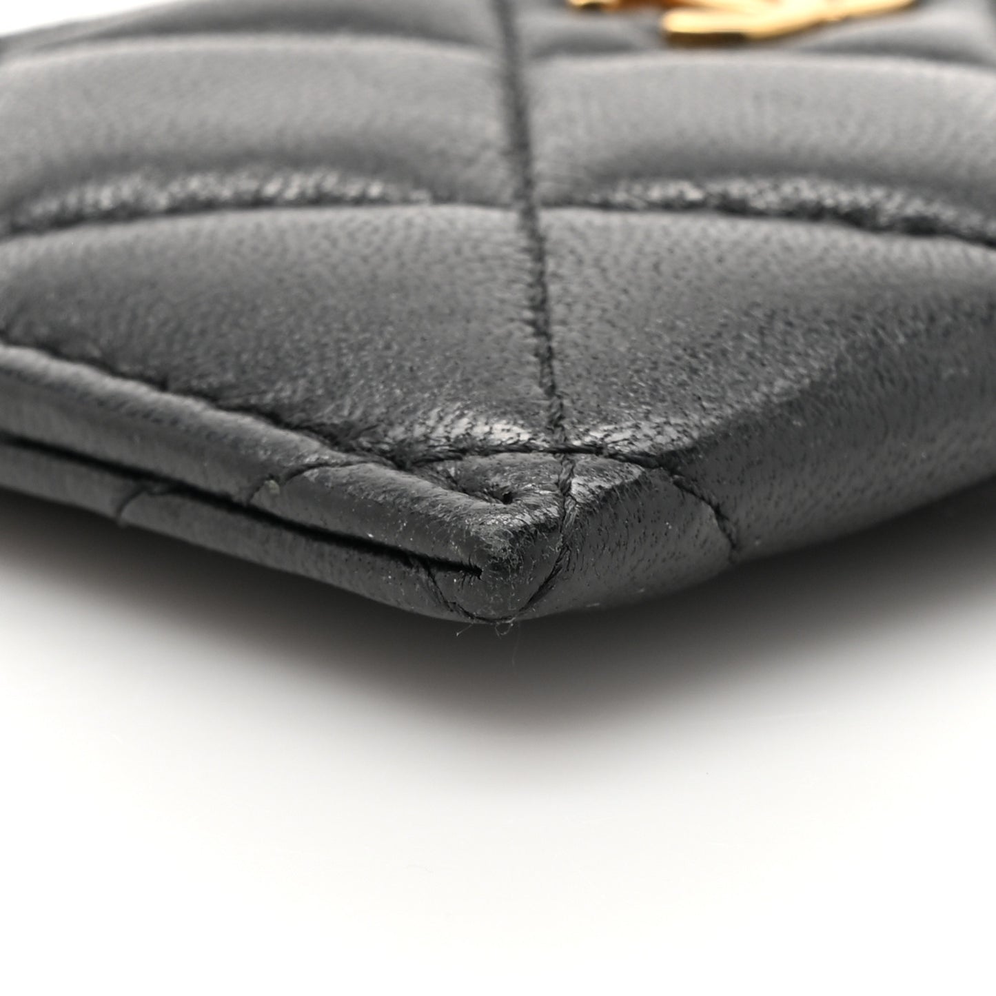 Lambskin Quilted Card Holder Black
