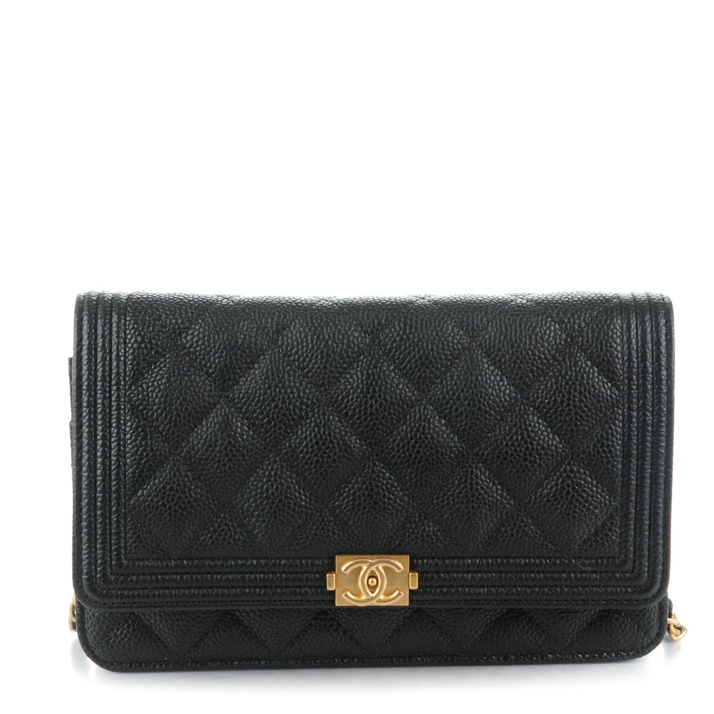 Caviar Quilted Boy Wallet On Chain WOC Black