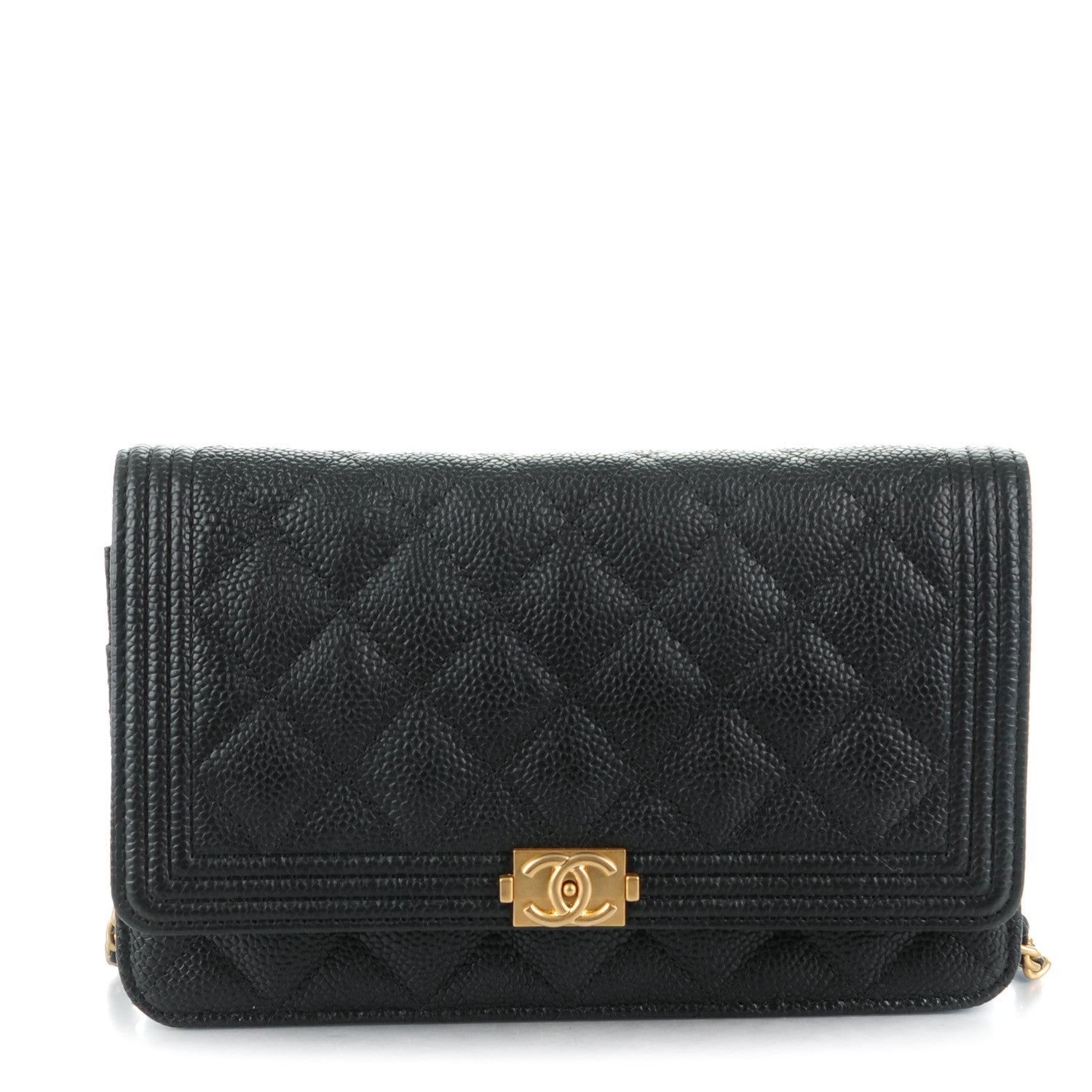 Chanel Caviar Quilted Boy Wallet On Chain WOC Black 1 of 8