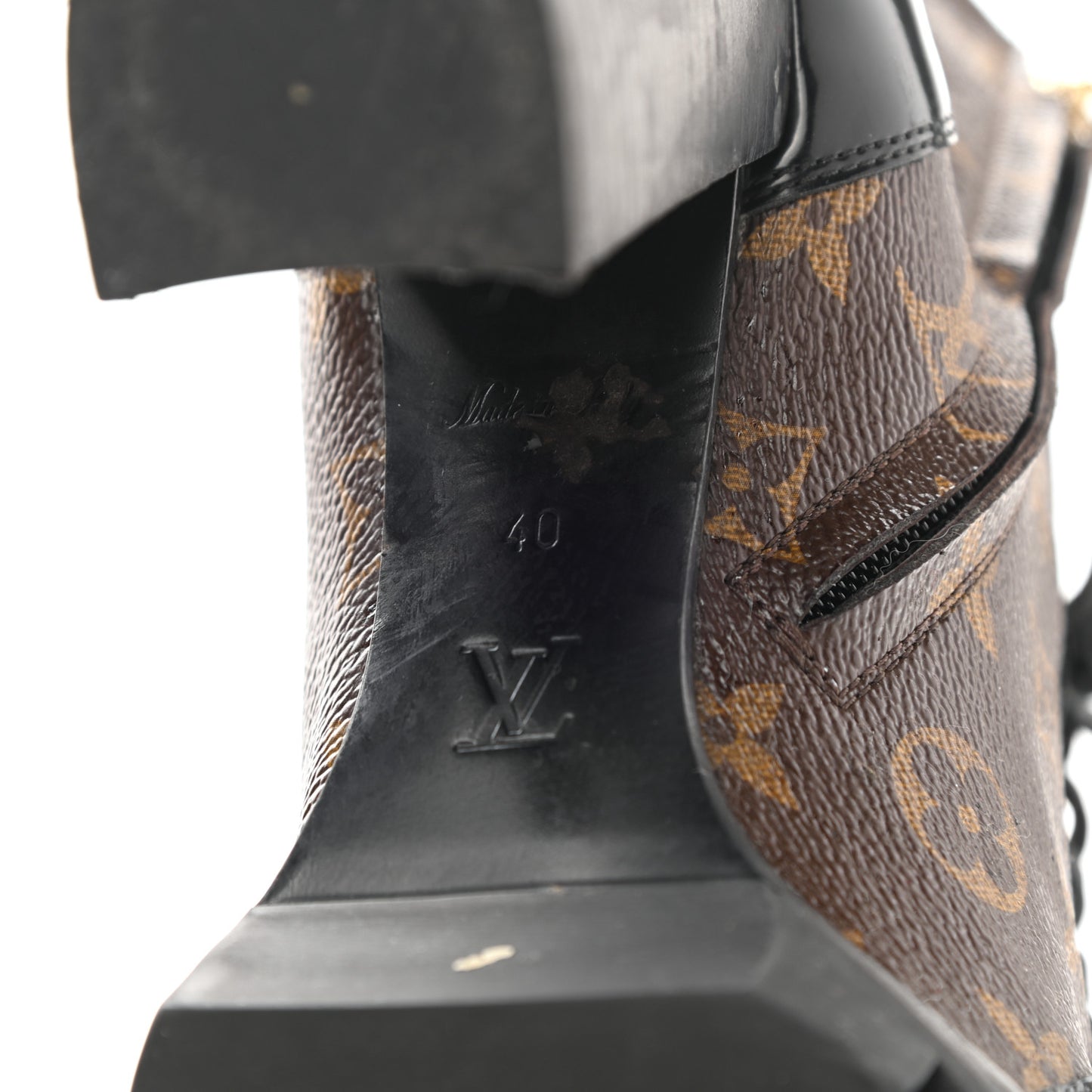 Patent Calfskin Monogram Star Trail Ankle Boots 40 Black