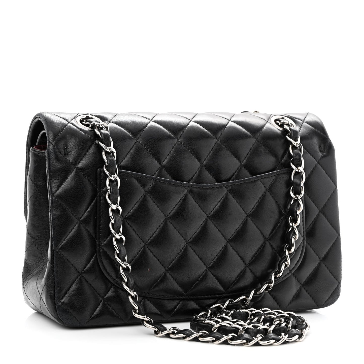 Lambskin Quilted Small Double Flap Black