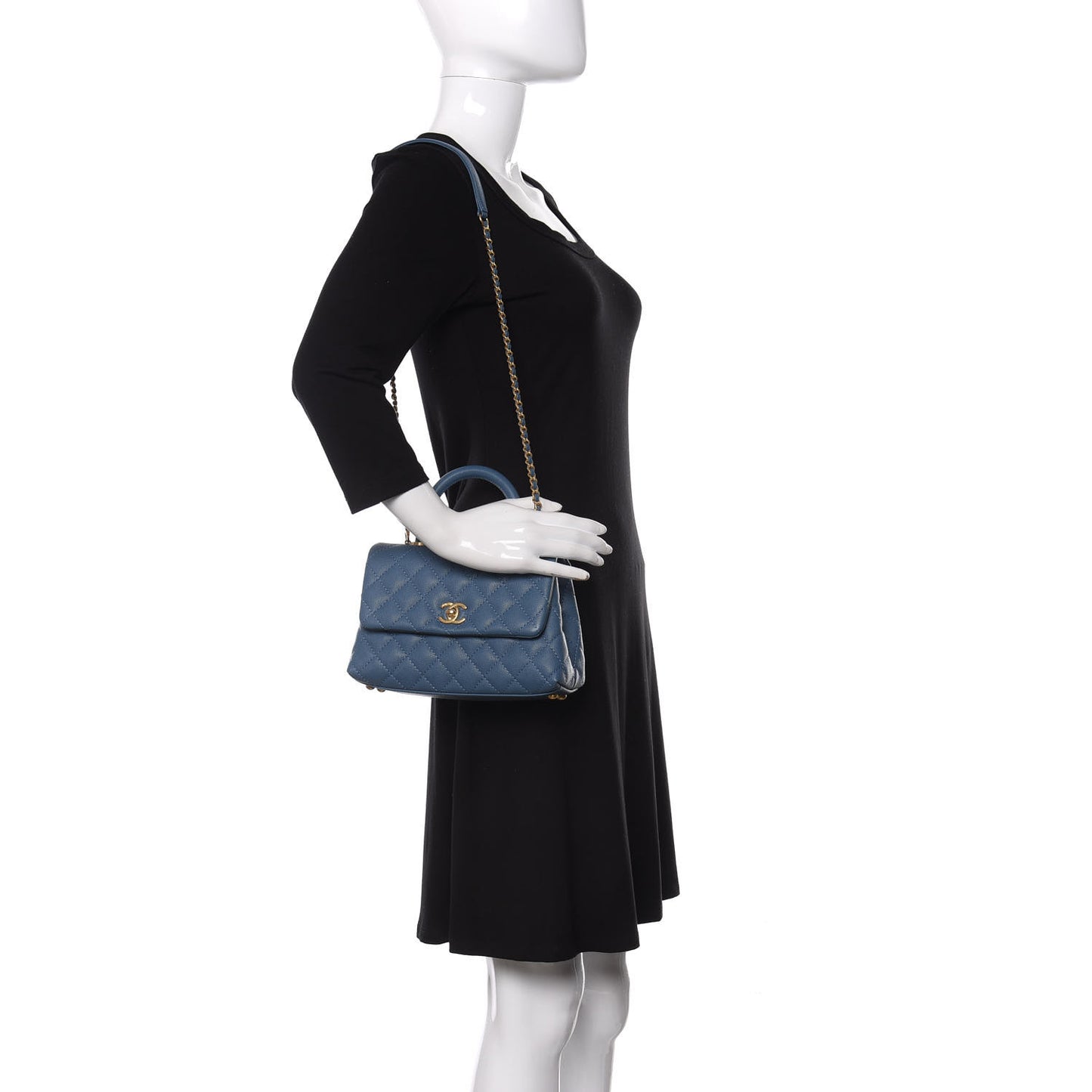 Caviar Quilted Mini Coco Handle Flap Blue