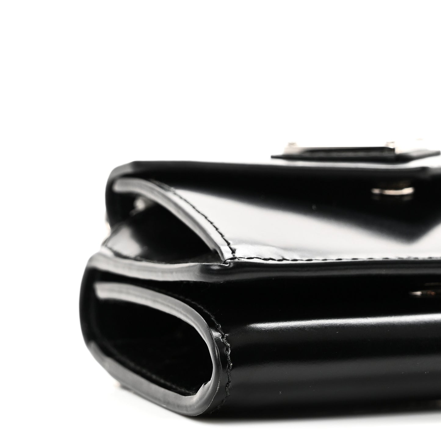 Spazzolato Chain Flap Card Holder Wallet Black
