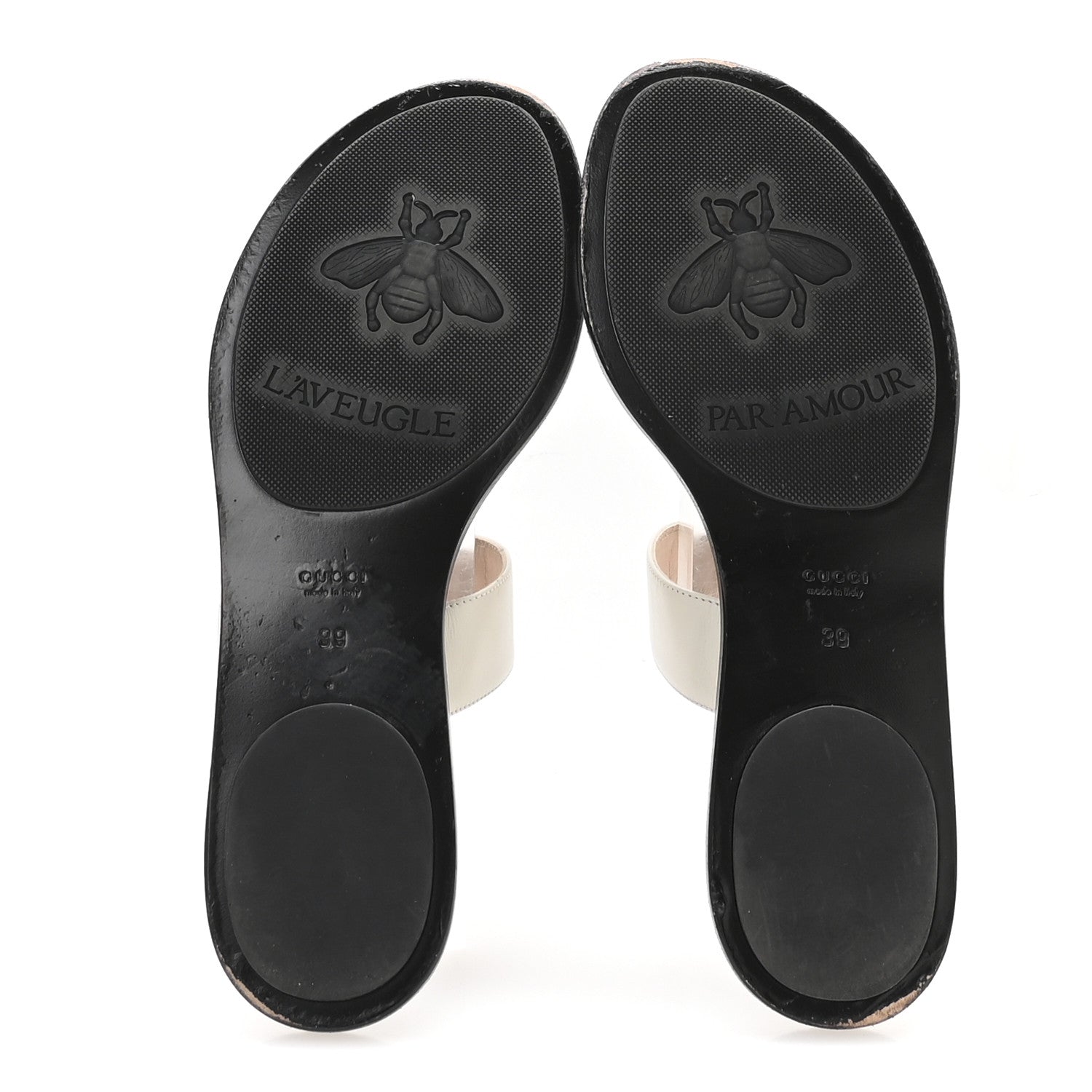 Gucci Calfskin GG Marmont Thong Sandals 39 Mystic White 6 of 8