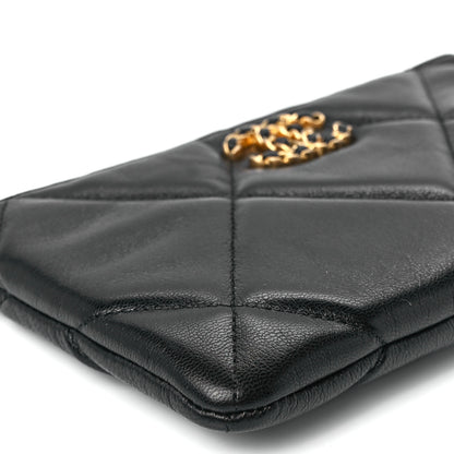 Chanel Shiny Goatskin Quilted Small Chanel 19 Pouch Black 10 of 12