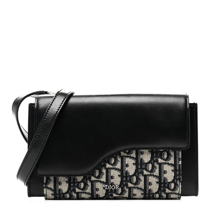 Christian Dior Oblique Smooth Calfskin Elite Wallet On Strap Black Blue 1 of 9