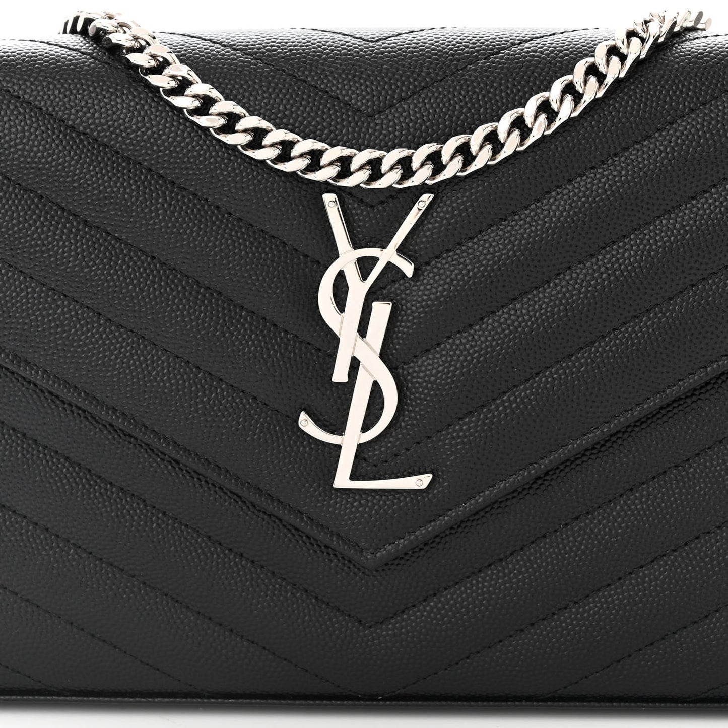Grain De Poudre Matelasse Chevron Monogram Chain Wallet Black