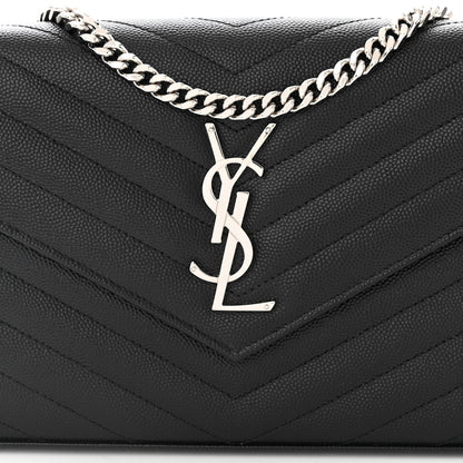 Saint Laurent Grain De Poudre Matelasse Chevron Monogram Chain Wallet Black 8 of 11
