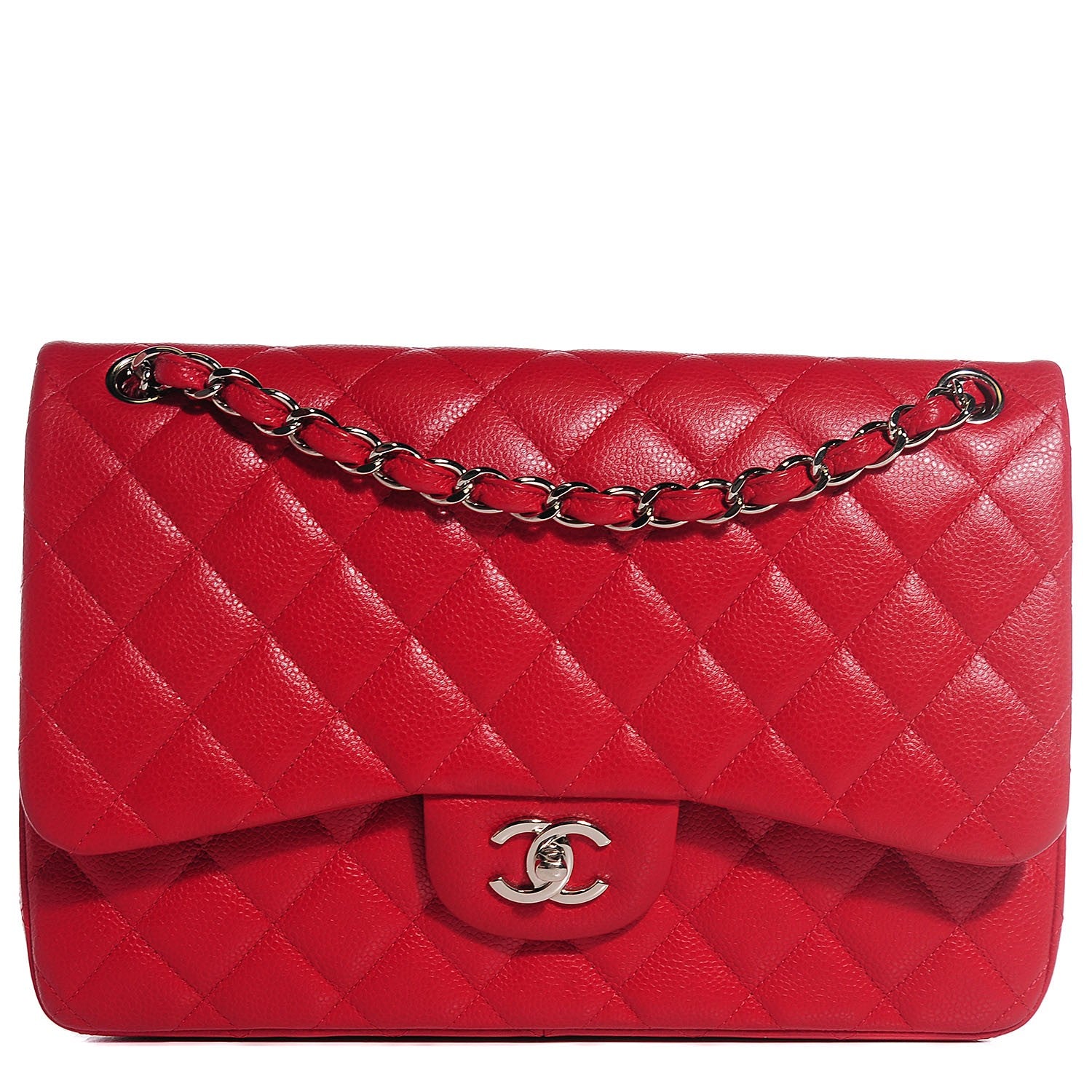 Chanel Caviar Quilted Jumbo Double Flap Red 1 of 9