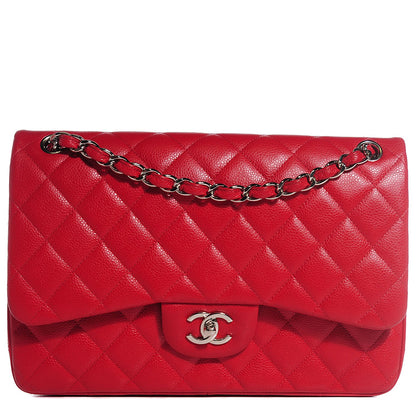 Chanel Caviar Quilted Jumbo Double Flap Red 1 of 9