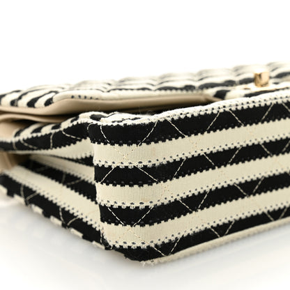 Chanel Jersey Quilted Medium Coco Sailor Flap Black White 9 of 11