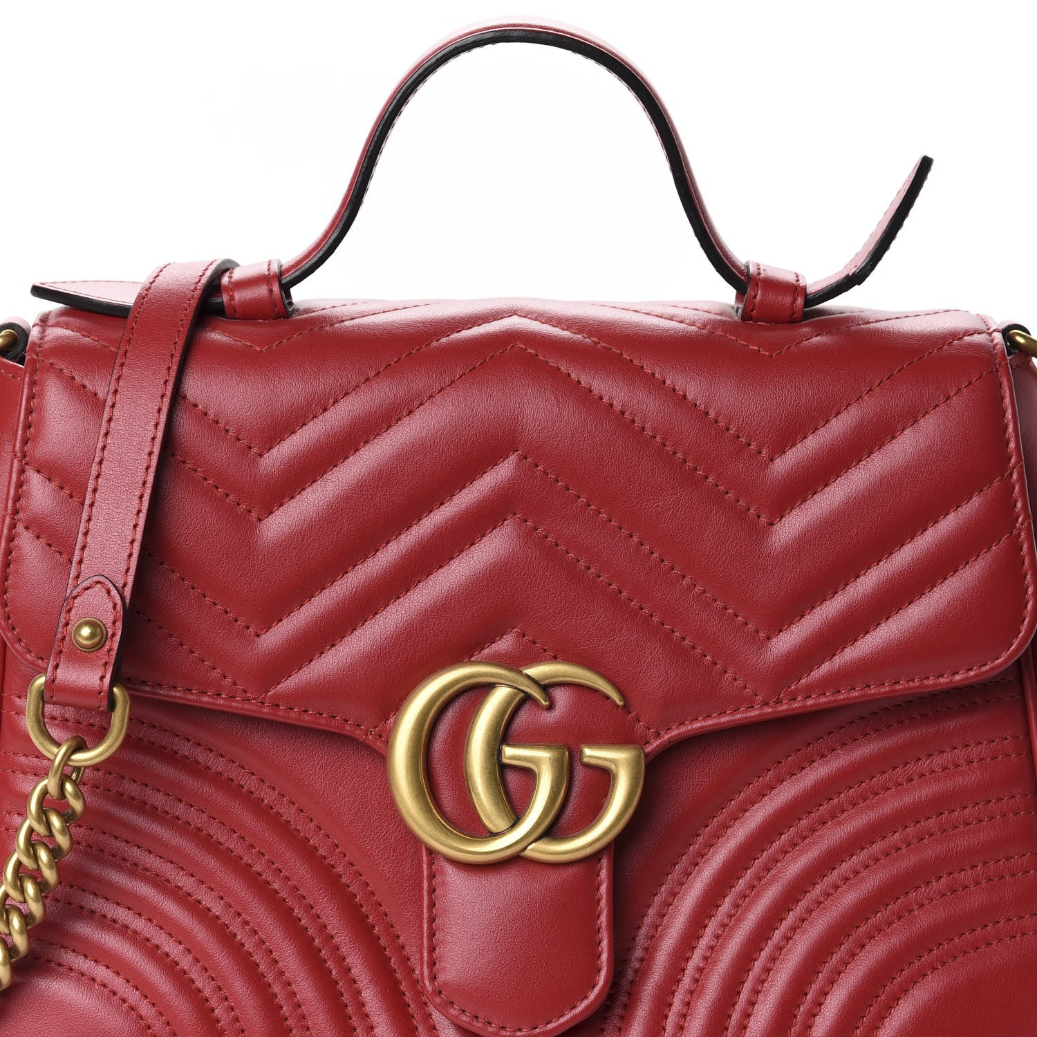 Gucci Calfskin Matelasse Small GG Marmont Top Handle Shoulder Bag Hibiscus Red 11 of 11