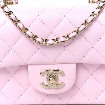 Chanel Lambskin Quilted Mini Top Handle Rectangular Flap Light Pink 10 of 14