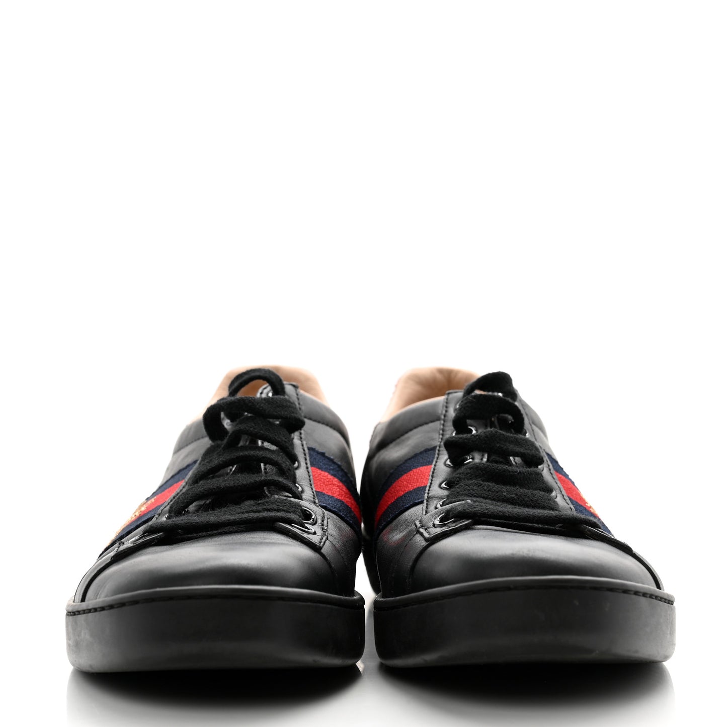 Calfskin Ayers Web Bee Embroidered Ace Sneakers 37 Black