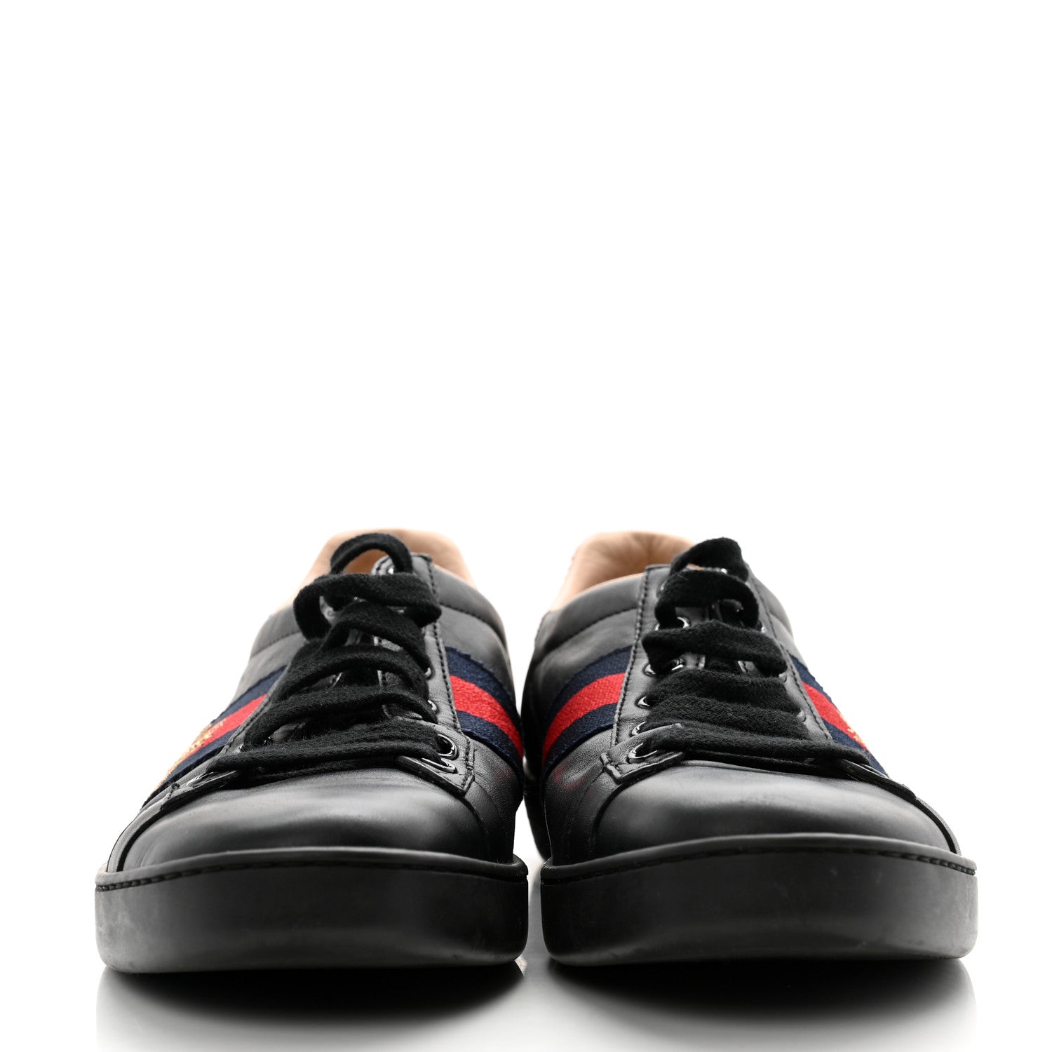 Gucci Calfskin Ayers Web Bee Embroidered Ace Sneakers 37 Black 2 of 11