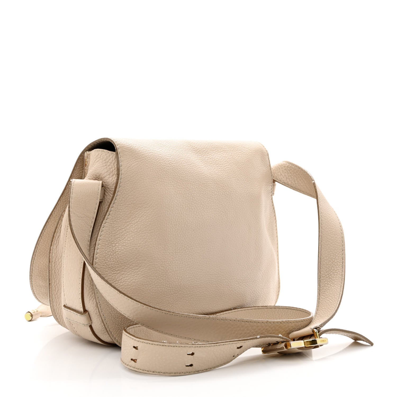 Chloe Grained Calfskin Medium Marcie Saddle Bag Beige 3 of 19