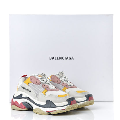 Balenciaga Mesh Nubuck Womens Triple S Sneakers 35 White Gris Jaune Rose 13 of 13