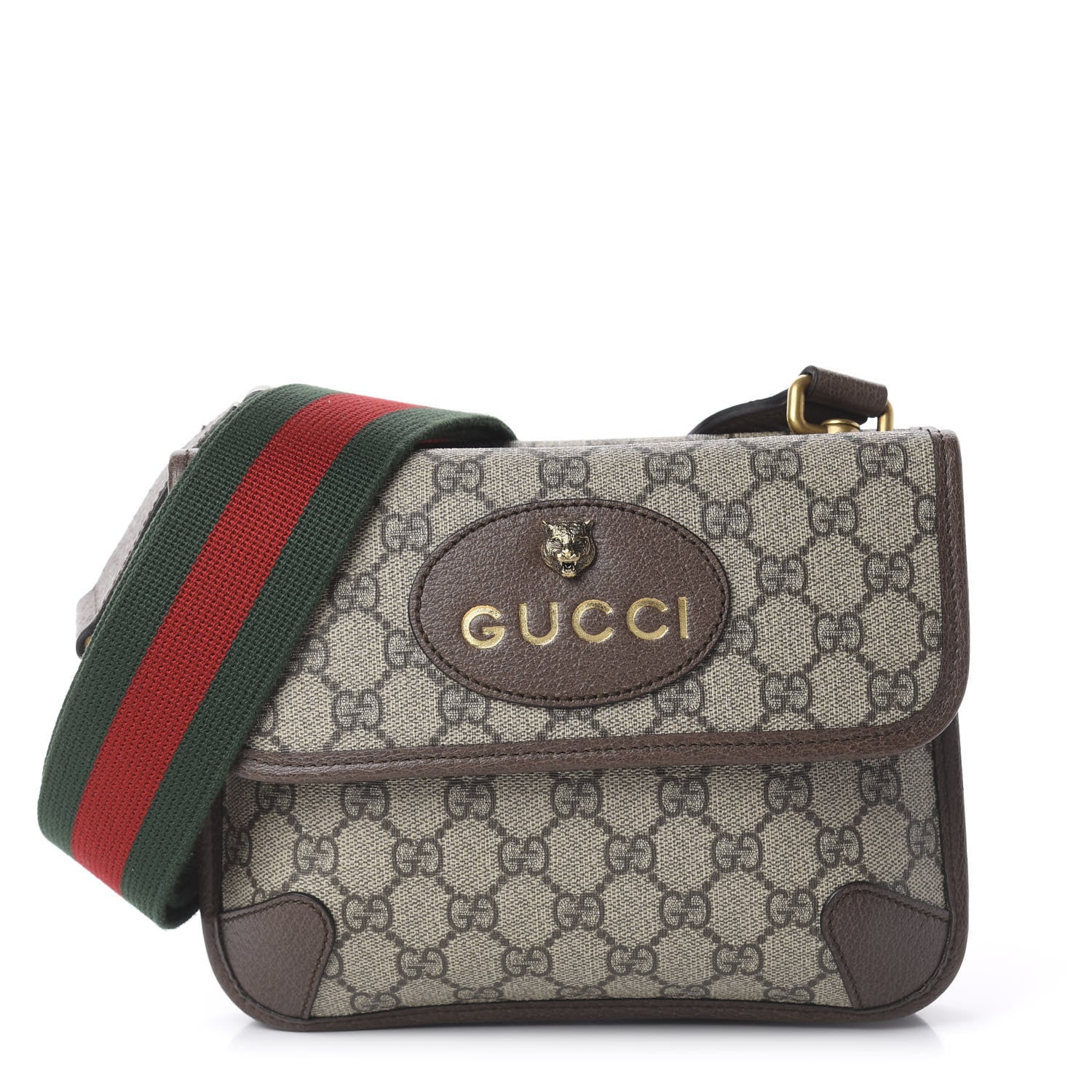 Gucci GG Supreme Monogram Web Small Neo Vintage Double Flap Messenger Bag Beige New Acero 1 of 12