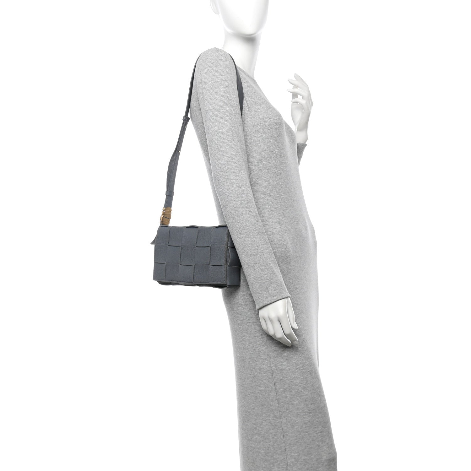 Bottega Veneta Grained Calfskin Maxi Intrecciato Cassette Crossbody Bag Deep Blue 2 of 12