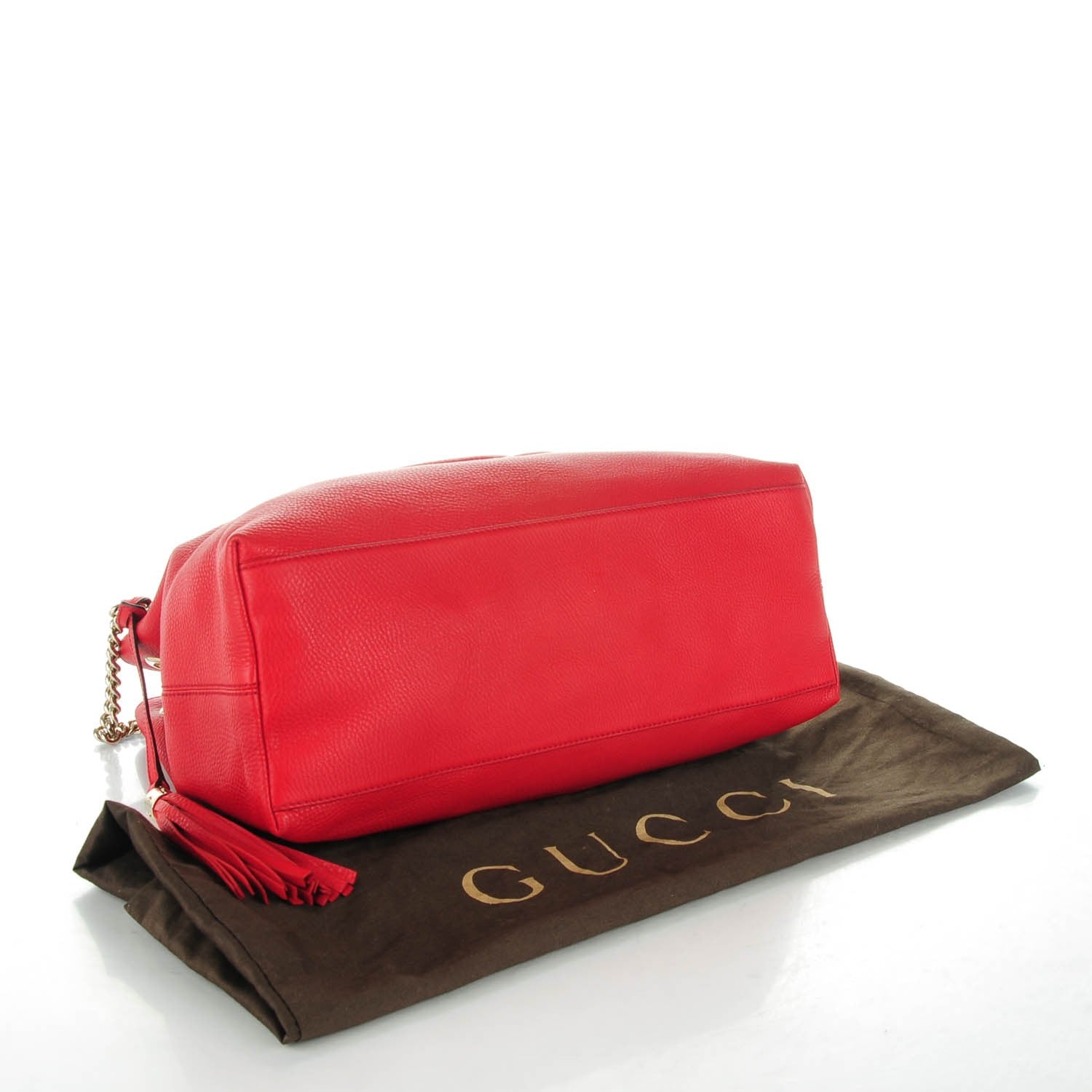 Gucci Pebbled Calfskin Medium Soho Chain Shoulder Bag Tabasco Red 4 of 7