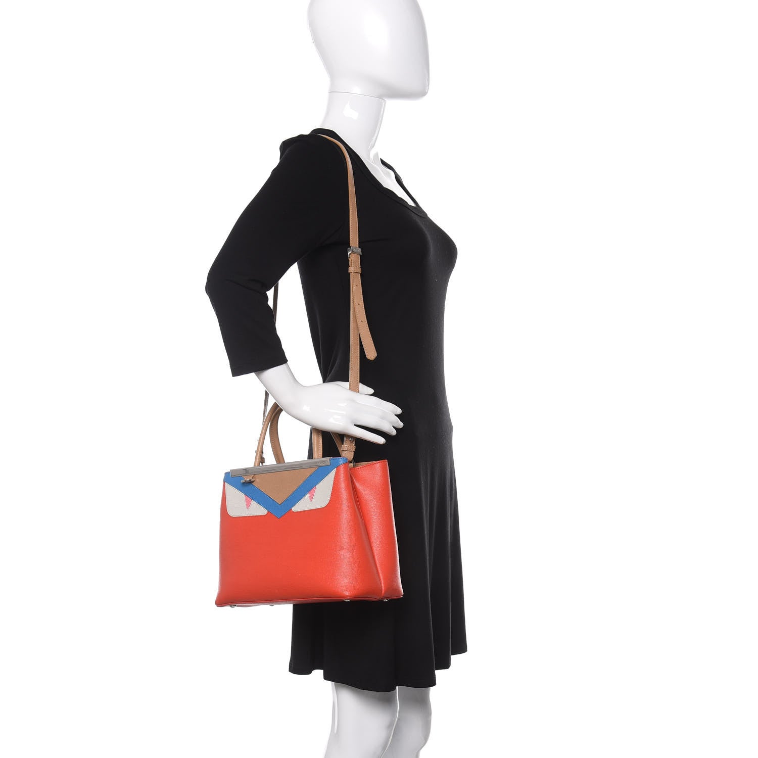 Fendi Vitello Elite Monster Petite 2Jours Tote Papavero Royal Blue Multicolor 2 of 14