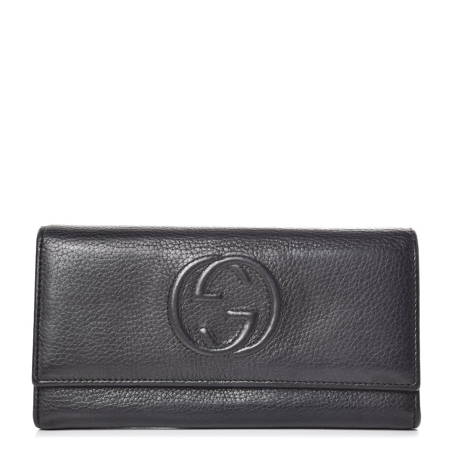 Pebbled Calfskin Large Soho Continental Wallet Black