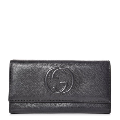 Gucci Pebbled Calfskin Large Soho Continental Wallet Black 1 of 8
