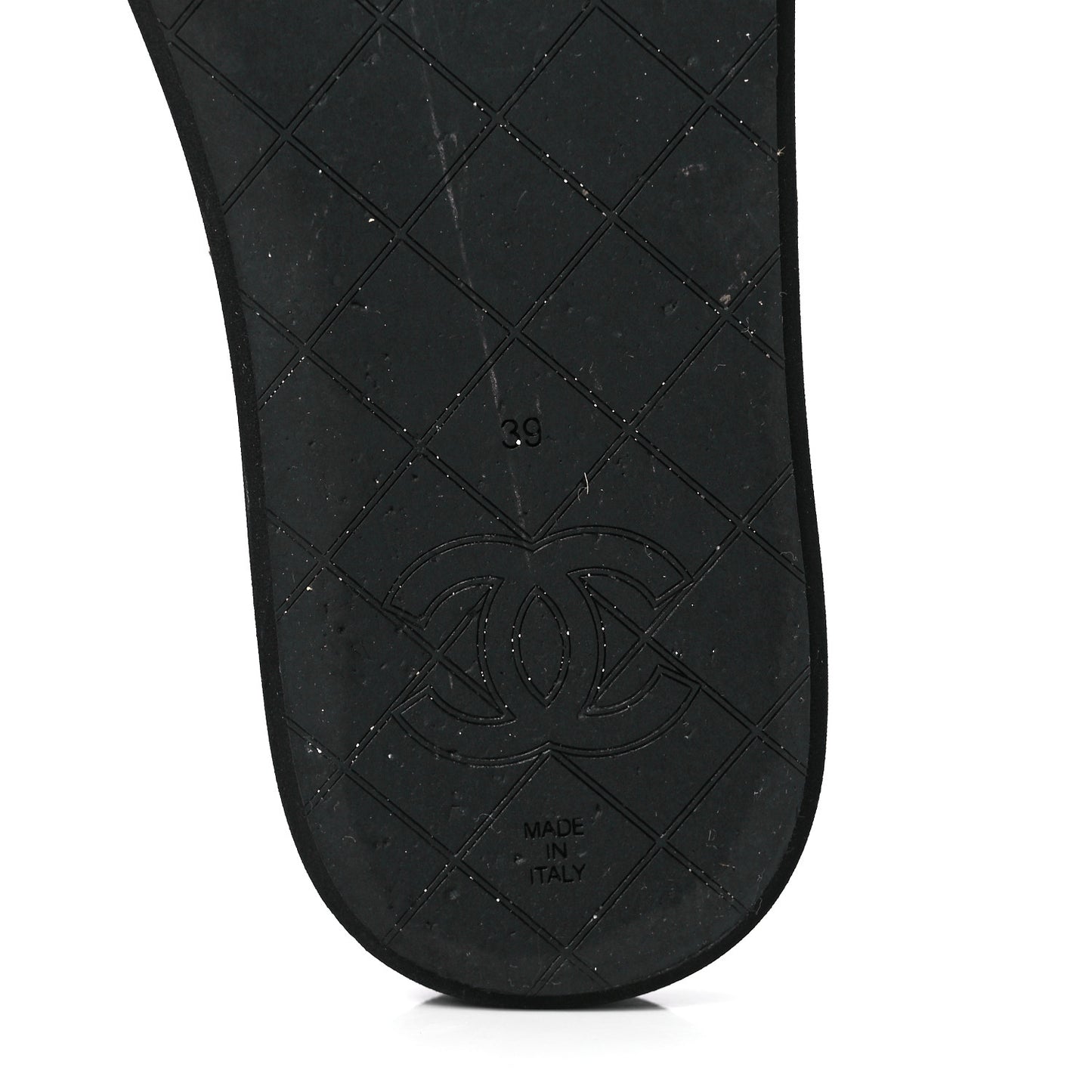 Lambskin Quilted Padded Charms Thong Sandals 39 Black