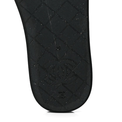 Chanel Lambskin Quilted Padded Charms Thong Sandals 39 Black 6 of 7