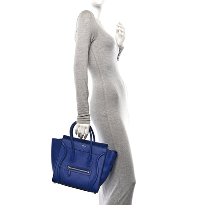 Celine Drummed Calfskin Micro Luggage Indigo 2 of 11