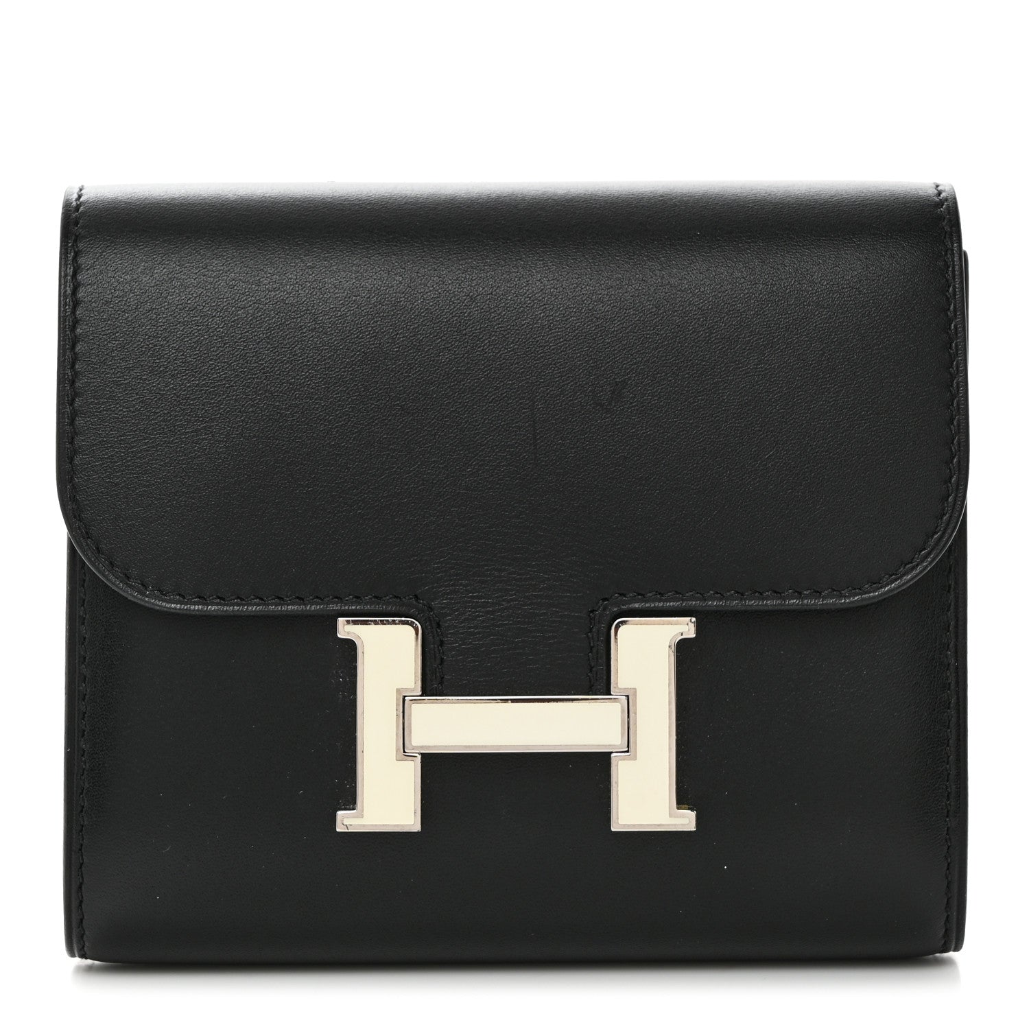 Hermes Allegro Constance Compact Passant Glow Wallet Black 1 of 10