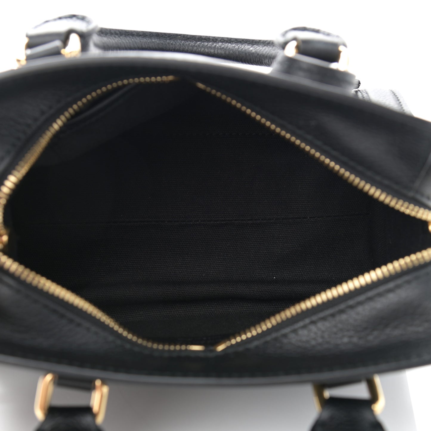 Pebbled Calfskin Mini Skull Padlock Zip Around Tote Black